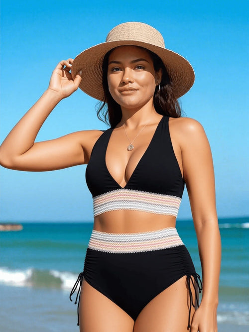 Elegant høy midje-bikini med figurformende effekt