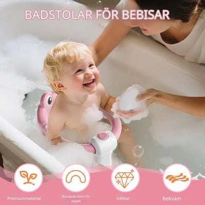 Velora BabyBath Pro™ Designen ger bra stöd för rygg och kropp så barnet sitter tryggt