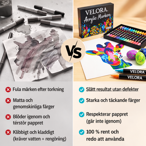 Velora Akrylpennor - 100% TÄCKNING Även på papper, trä och sten