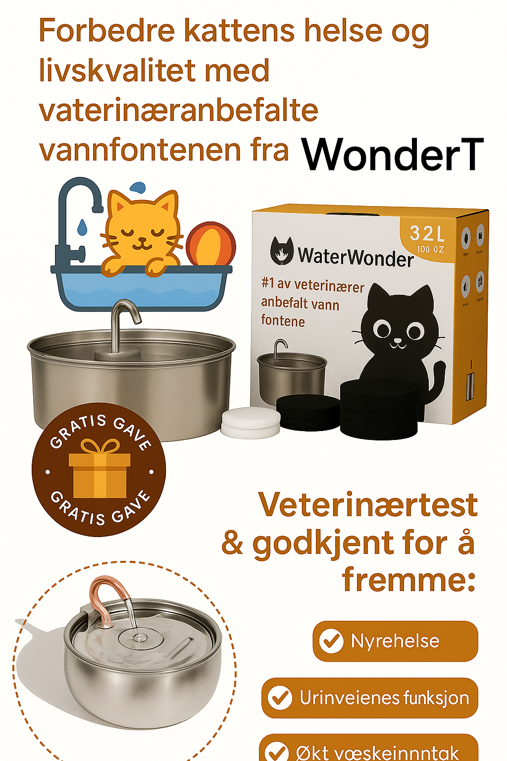 WaterWonder™ Vitenskapelig utviklet for kattens helse og velvære