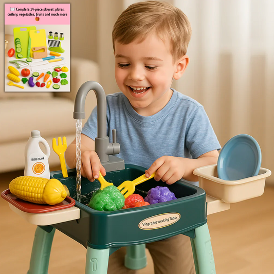 Play kitchen with a magical faucet — Boosts motor skills, creativity, and social abilities!