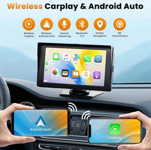 7-tommers berøringsskjerm med trådløs CarPlay – oppgrader kjøreopplevelsen din på 10 sekunder 🚗