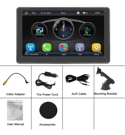 7-tommers berøringsskjerm med trådløs CarPlay – oppgrader kjøreopplevelsen din på 10 sekunder 🚗